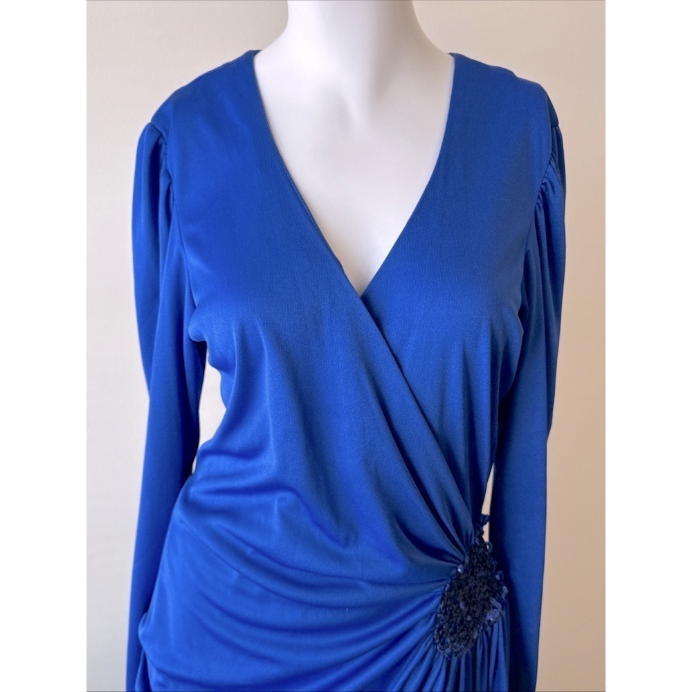 Nancy Bracoloni Vijack Blue Sequin Dress Small 80s - Picture 2 of 6